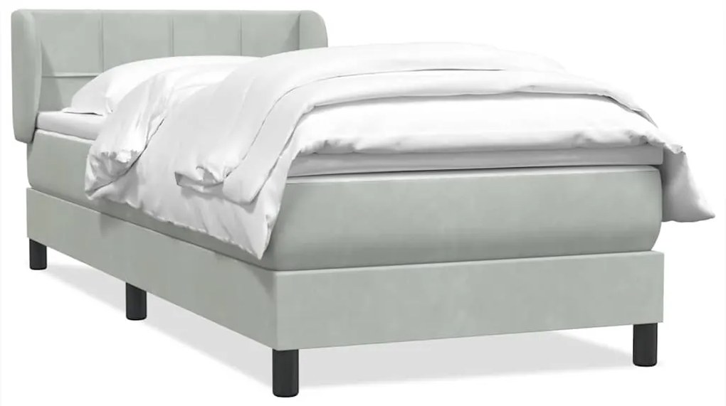 vidaXL Κρεβάτι Boxspring με Στρώμα Ανοιχτό Γκρι 100x210 εκ. Βελούδινο