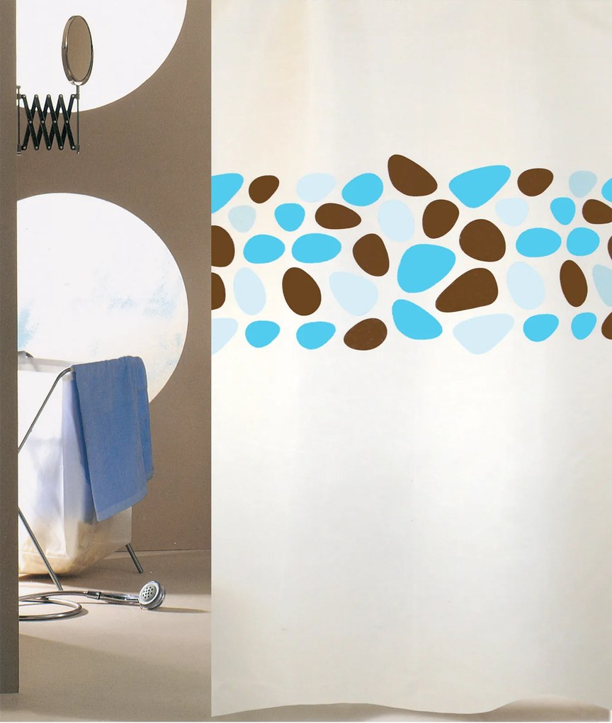 Κουρτίνα Μπάνιου (180x200) Με Κρίκους San Lorentzo Pebbles Turquoise