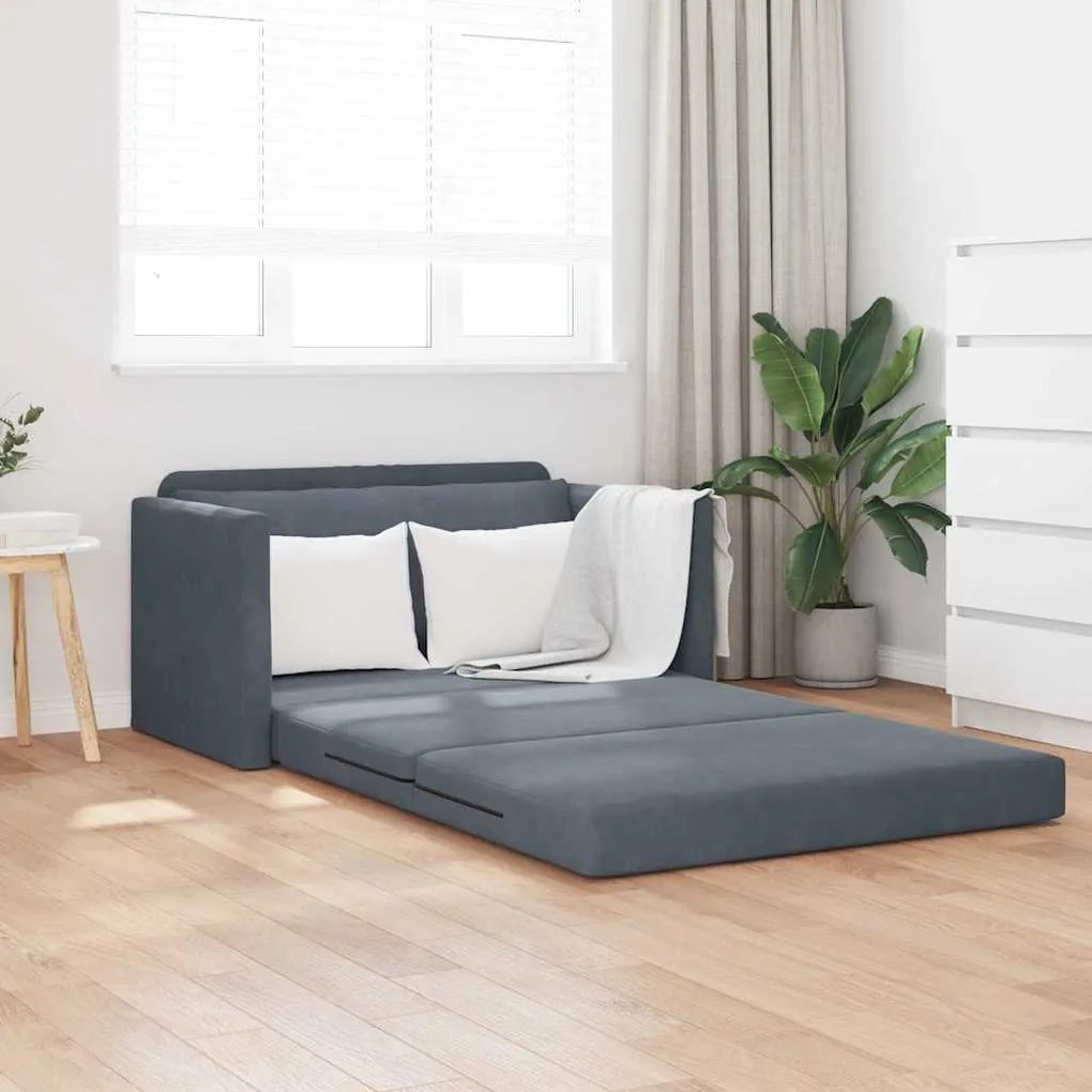 vidaXL Κρεβάτι καναπές Σκούρο Γκρι 124 x 204 x 61 εκ Βελούδο