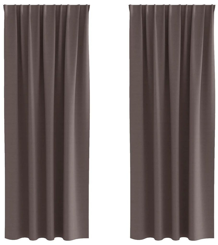 vidaXL Κουρτίνες συσκότισης με κουρτίνες 2 pcs Σκούρο καφέ Σκούρο καφέ