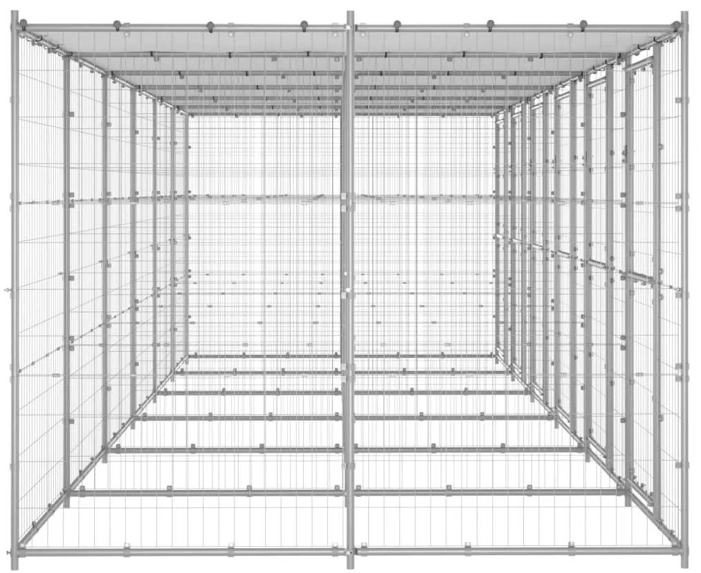 Κλουβί Σκύλου Εξ. Χώρου με Στέγαστρο 14,52 μ² Γαλβ. Χάλυβας - Ασήμι