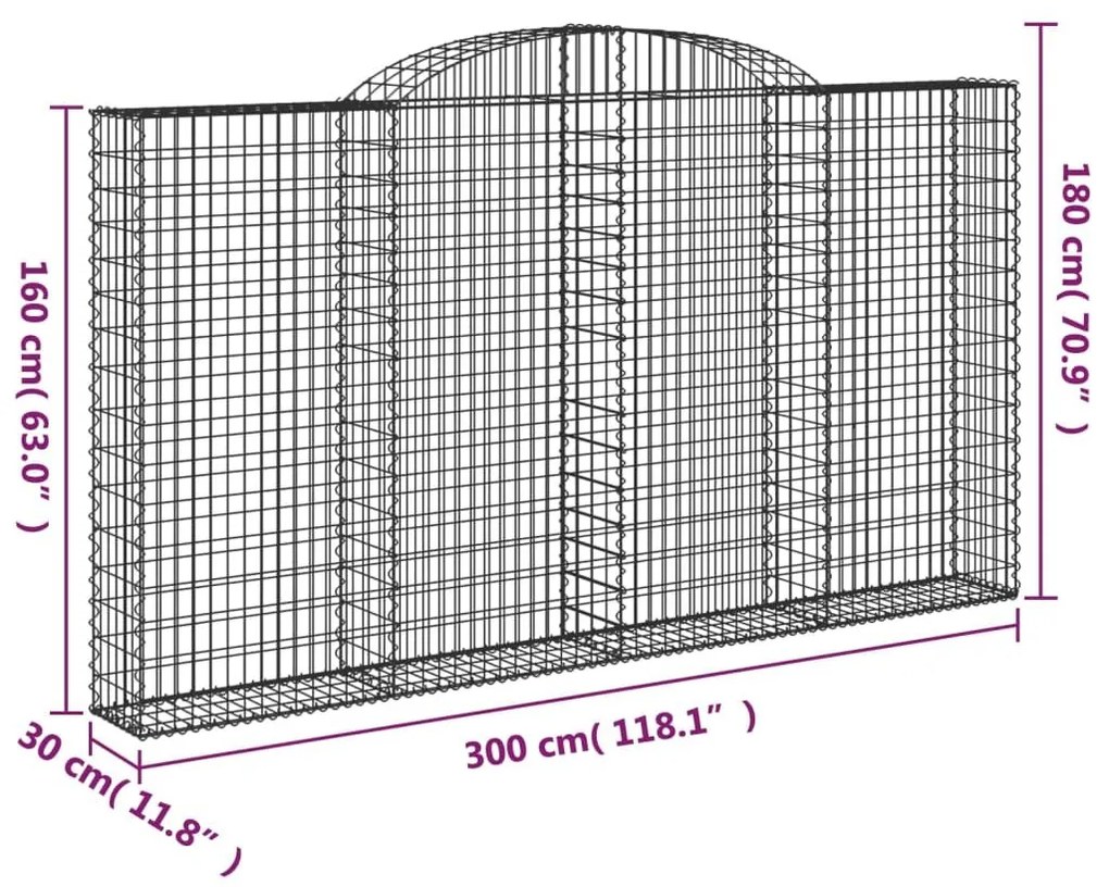 Συρματοκιβώτια Τοξωτά 2 τεμ. 300x30x160/180 εκ. Γαλβαν. Ατσάλι - Ασήμι