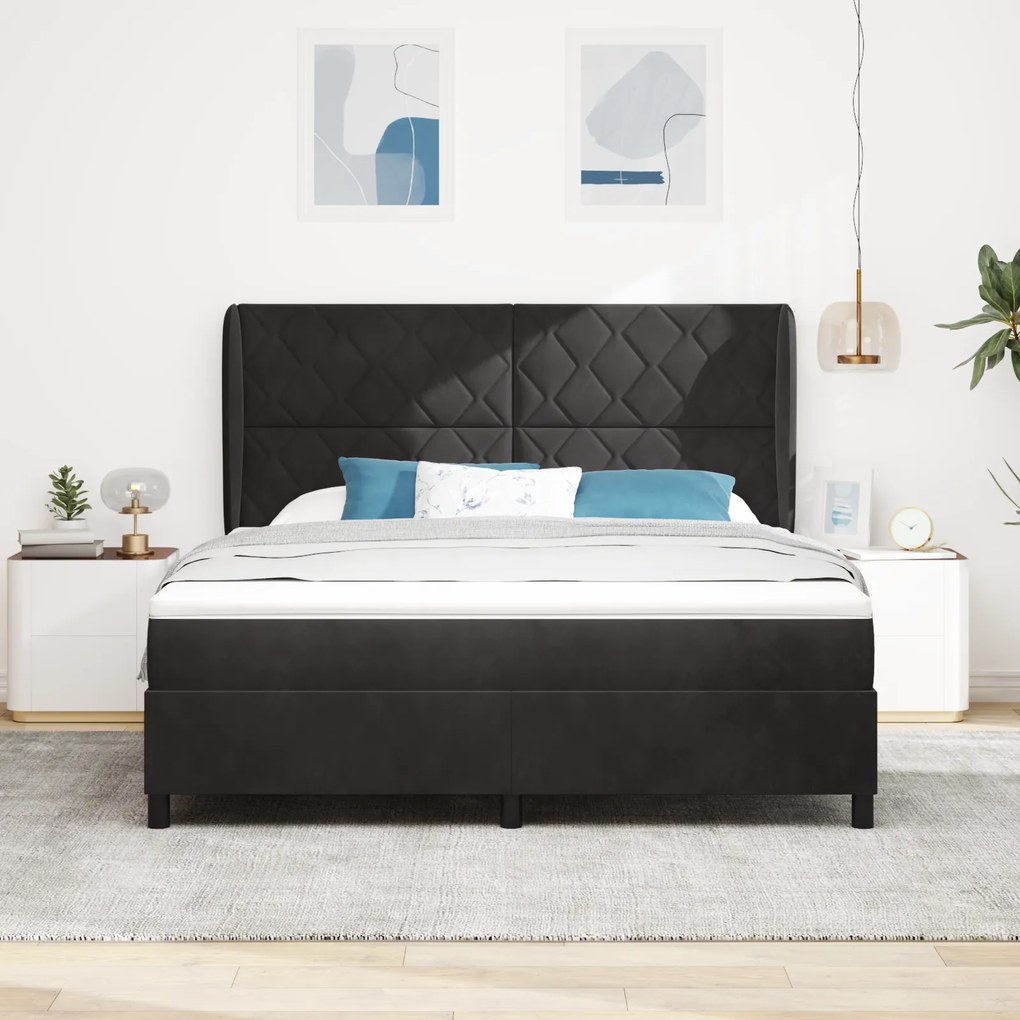 vidaXL Κρεβάτι με Στρώμα Μαύρο 180x200 εκ. Βελούδο