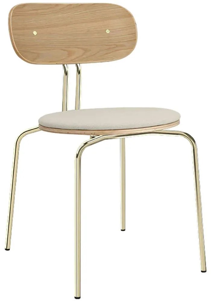 Καρέκλα Τραπεζαρίας Curious Brass 5916-1C719-02 44,5x48x77,5cm Oak-Sand Umage Steel,Polywood