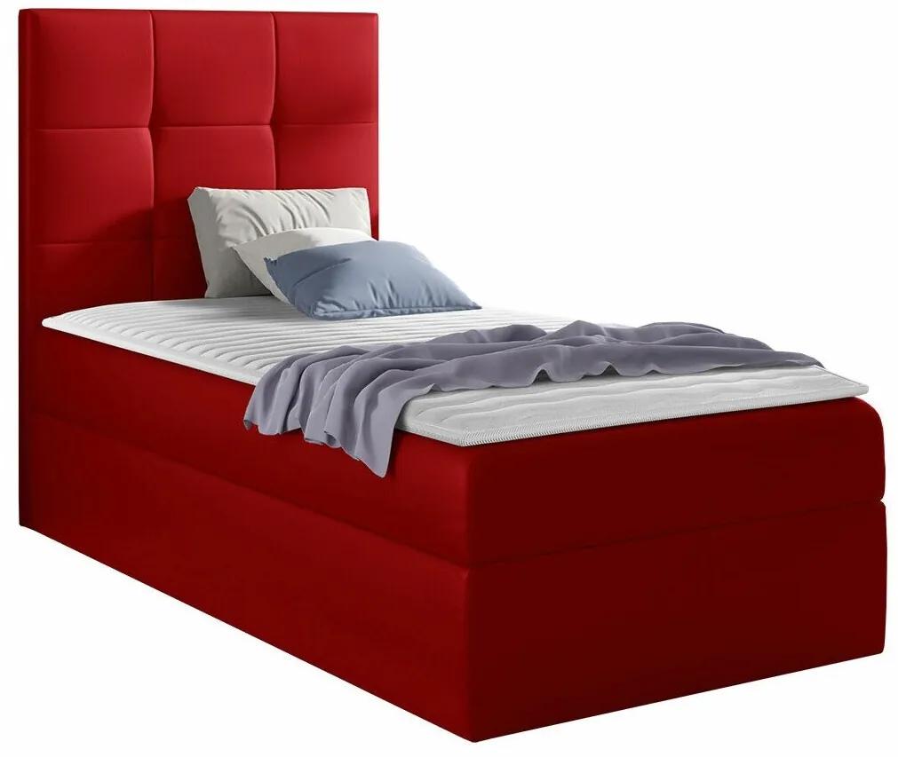 Κρεβάτι continental Baltimore 180, Continental, Μονόκλινο, Κόκκινο, 100x200, Οικολογικό δέρμα, Τάβλες για Κρεβάτι, 102x208x103cm, 70 kg, Στρώμα: Ναι