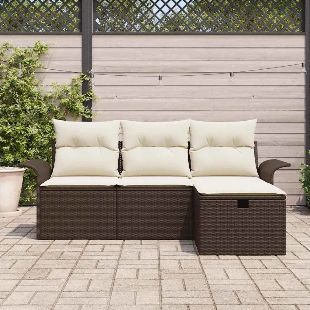 vidaXL Σετ Καναπέ Κήπου 4 pcs Καφέ και κρεμ 196 x 117 x 85 εκ.