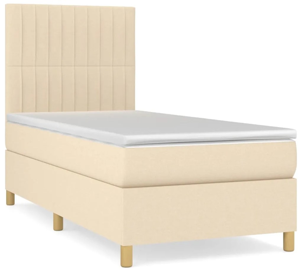 ΚΡΕΒΑΤΙ BOXSPRING ΜΕ ΣΤΡΩΜΑ ΚΡΕΜ 100 X 200 ΕΚ. ΥΦΑΣΜΑΤΙΝΟ 3142478