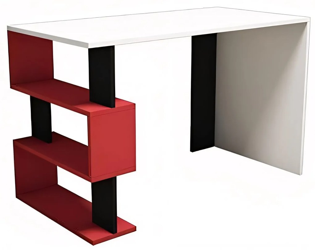Γραφείο ArteLibre AIGINA Λευκό/Κόκκινο/Μαύρο 120x60x75cm Arte-14410002