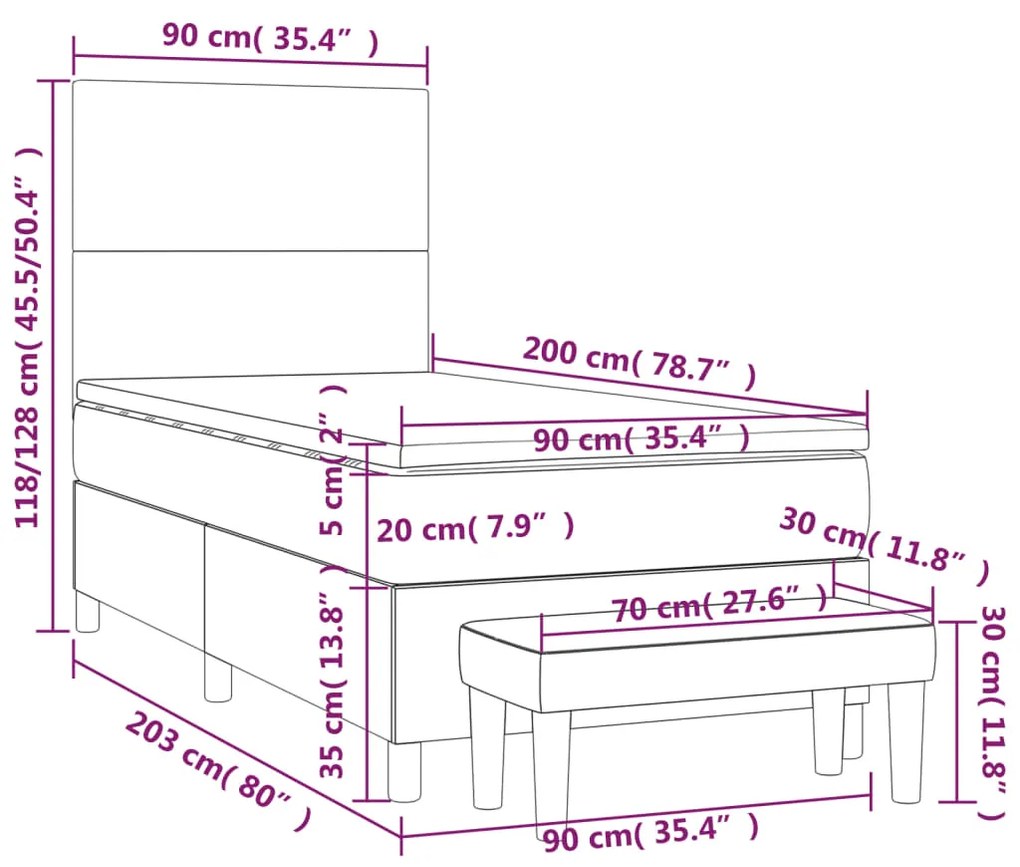 ΚΡΕΒΑΤΙ BOXSPRING ΜΕ ΣΤΡΩΜΑ ΑΝΟΙΧΤΟ ΓΚΡΙ 90X200 ΕΚ. ΒΕΛΟΥΔΙΝΟ 3137701