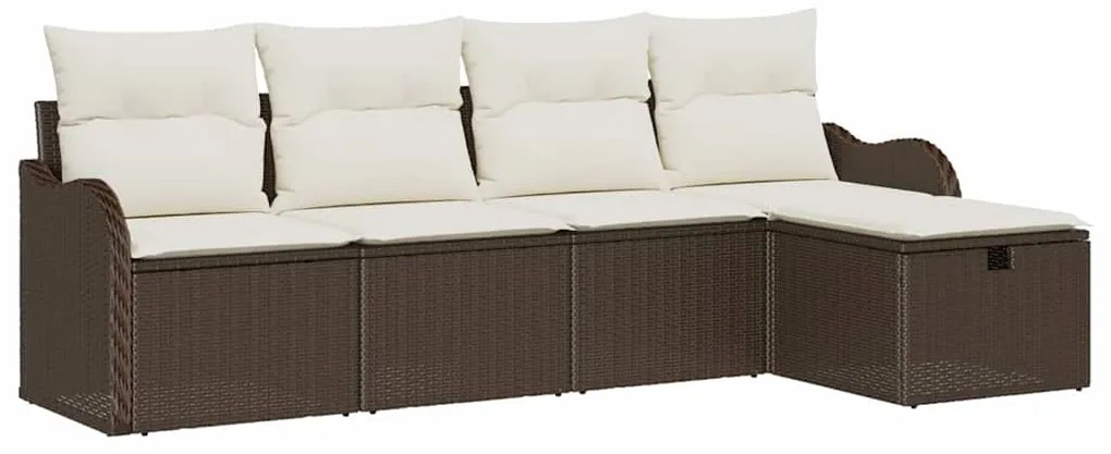 vidaXL Σετ Καναπέ Κήπου 5 pcs Καφέ και κρεμ 231 x 117 x 85 εκ