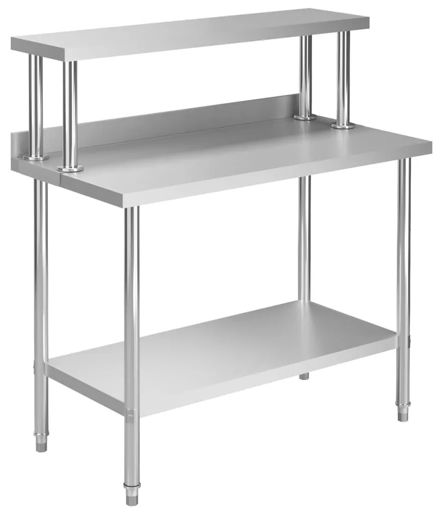 vidaXL Τραπέζι Εργασίας Κουζίνας με Ράφι 120x60x120 εκ. Ανοξ. Ατσάλι