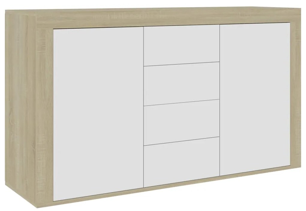 vidaXL Μπουφές Λευκό / Sonoma Δρυς 120 x 36 x 69 εκ. από Μοριοσανίδα