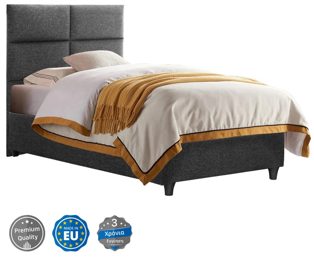 ΚΡΕΒΑΤΙ MILO ΑΠΟ ΓΚΡΙ ΥΦΑΣΜΑ HM652.01 ΓΙΑ ΣΤΡΩΜΑ 90x200 εκ. (1 Τεμμάχια)