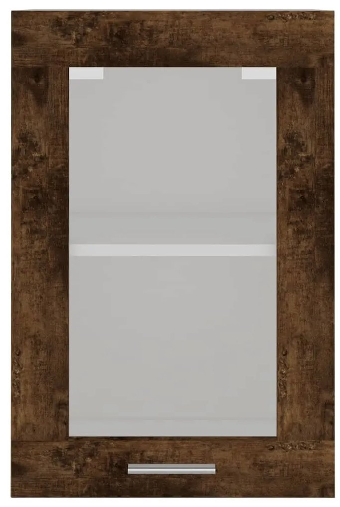 vidaXL Κρεμαστό Γυάλινο Ντουλάπι "Lyon" Καπνιστή Δρυς 40x31x60 εκ. από Τεχνητό Ξύλο