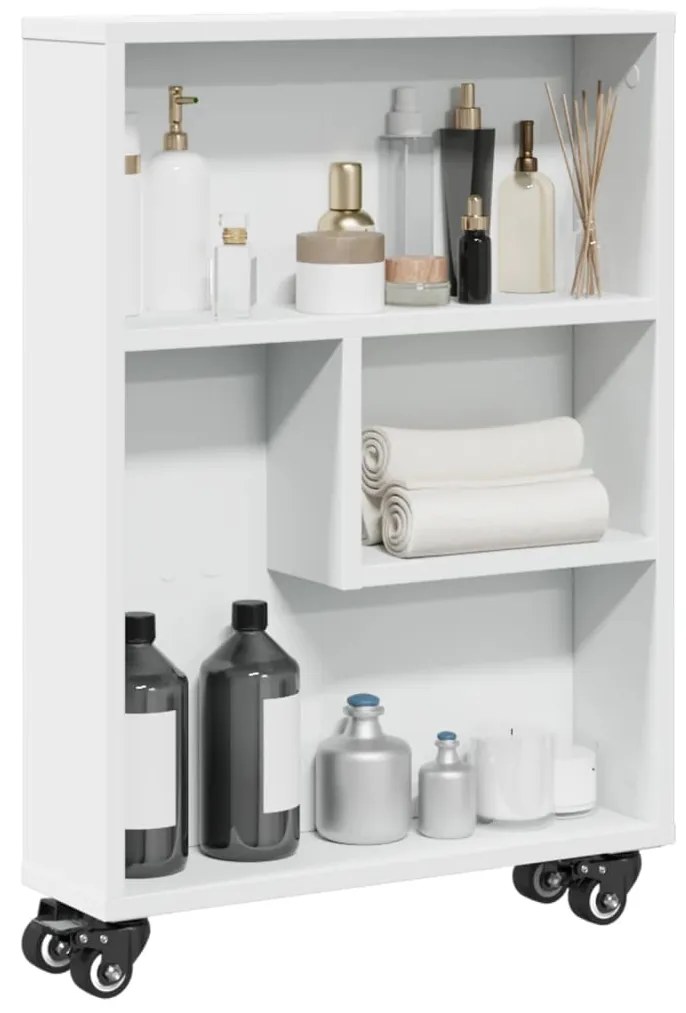 Τρόλεϊ Αποθήκευσης Στενό Λευκό 48x13x68 εκ. Επεξεργασμένο Ξύλο