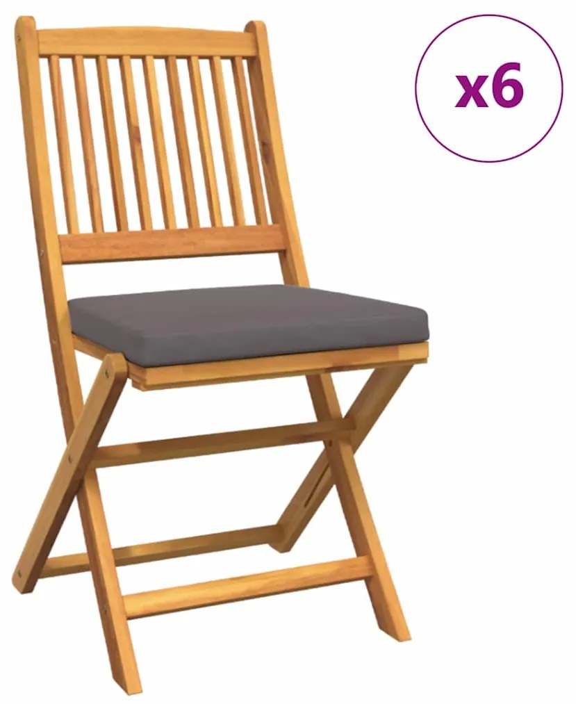 vidaXL Πτυσσόμενη Καρέκλα με μαξιλάρι 6 pcs Γκρι 49 x 57.5 x 92εκ