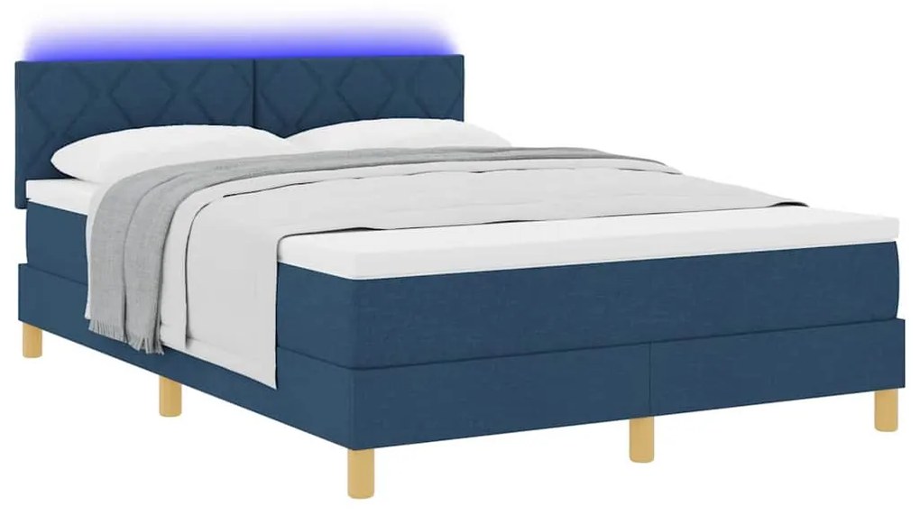 vidaXL Κρεβάτι με ελατήρια με στρώμα Μπλε 140 x 190 cm ύφασμα