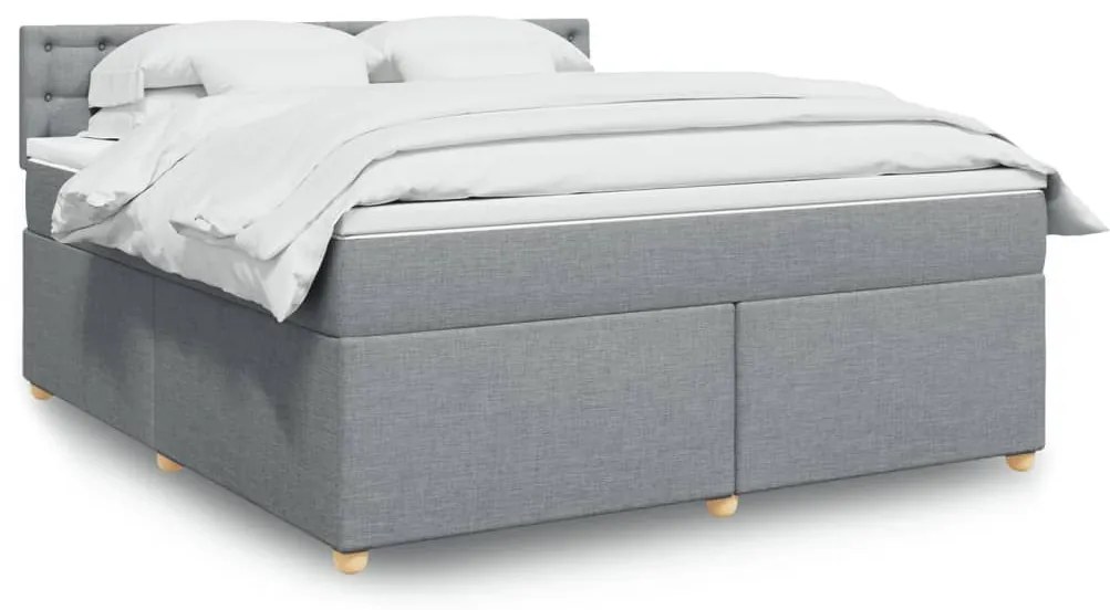 Κρεβάτι Boxspring με Στρώμα Ανοιχτό Γκρι 180x200 εκ. Υφασμάτινο - Γκρι