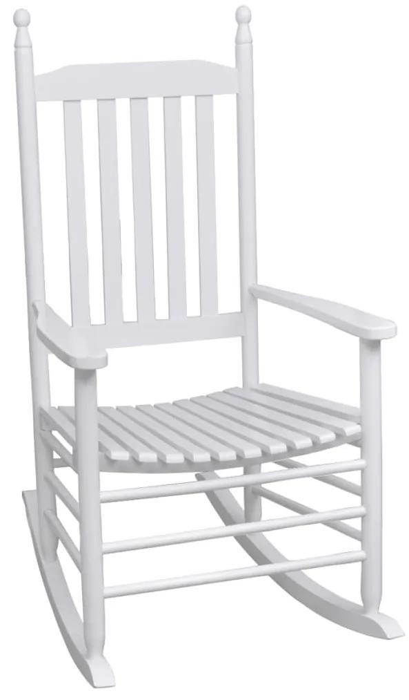 Πολυθρόνα Κουνιστή με Καμπυλωτό Κάθισμα Λευκή Ξύλινη - Λευκό