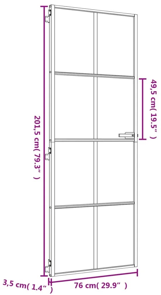 Εσωτερική Πόρτα Χρυσή 76 x 201,5 εκ. Ψημένο Γυαλί &amp; Αλουμίνιο - Μαύρο