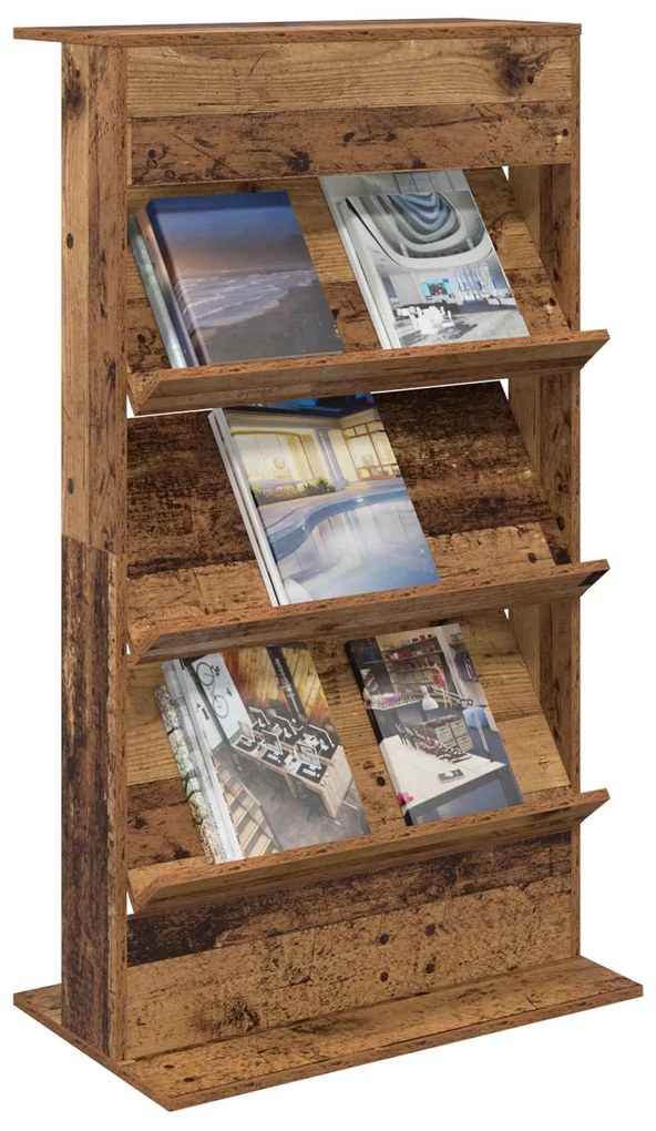 vidaXL Ράφι Περιοδικών Παλιό ξύλο 70 x 41 x 126 εκ. Επεξεργασμένο ξύλο