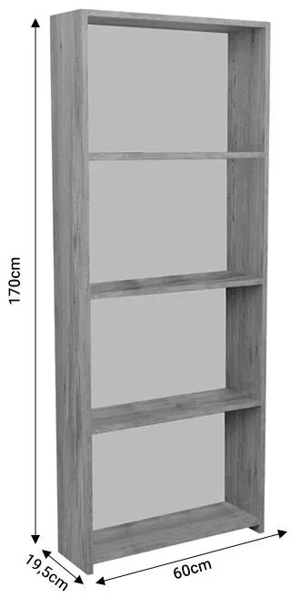 Βιβλιοθήκη Fren oak-λευκό μελαμίνης 60x19.5x170εκ 60x19.5x170 εκ.