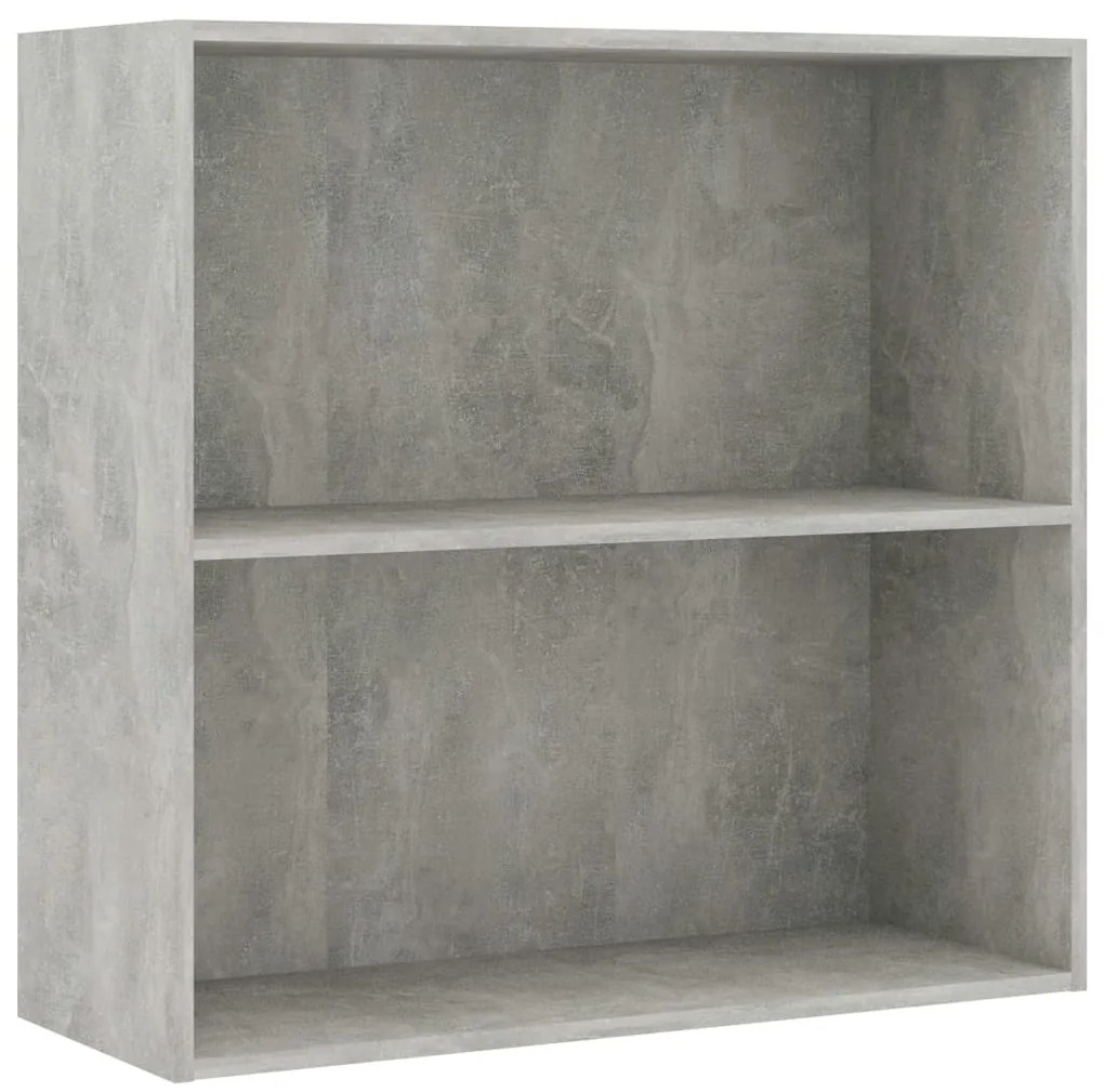 vidaXL Βιβλιοθήκη με 2 Ράφια Γκρι Σκυροδεμ. 80x30x76,5 εκ. Μοριοσανίδα