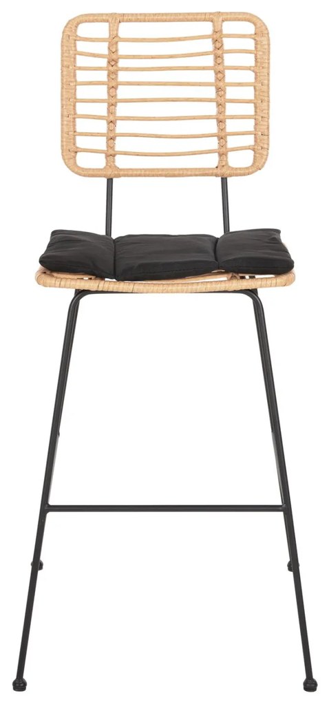 ΣΚΑΜΠΟ ΜΠΑΡ ALLEGRA  ΜΕΤΑΛΛΟ&amp;ΜΑΞΙΛΑΡΙ ΜΑΥΡΟ-WICKER ΜΠΕΖ 56x59x116,5Υεκ. 56x59x116.5 εκ.