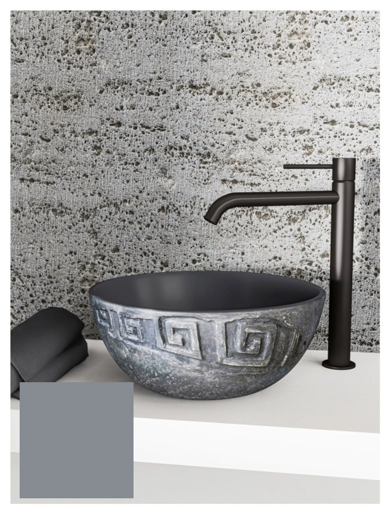 Sanitec Meandros 200 Νιπτήρας Συνθετικός Επικαθήμενος 39x15cm Cement