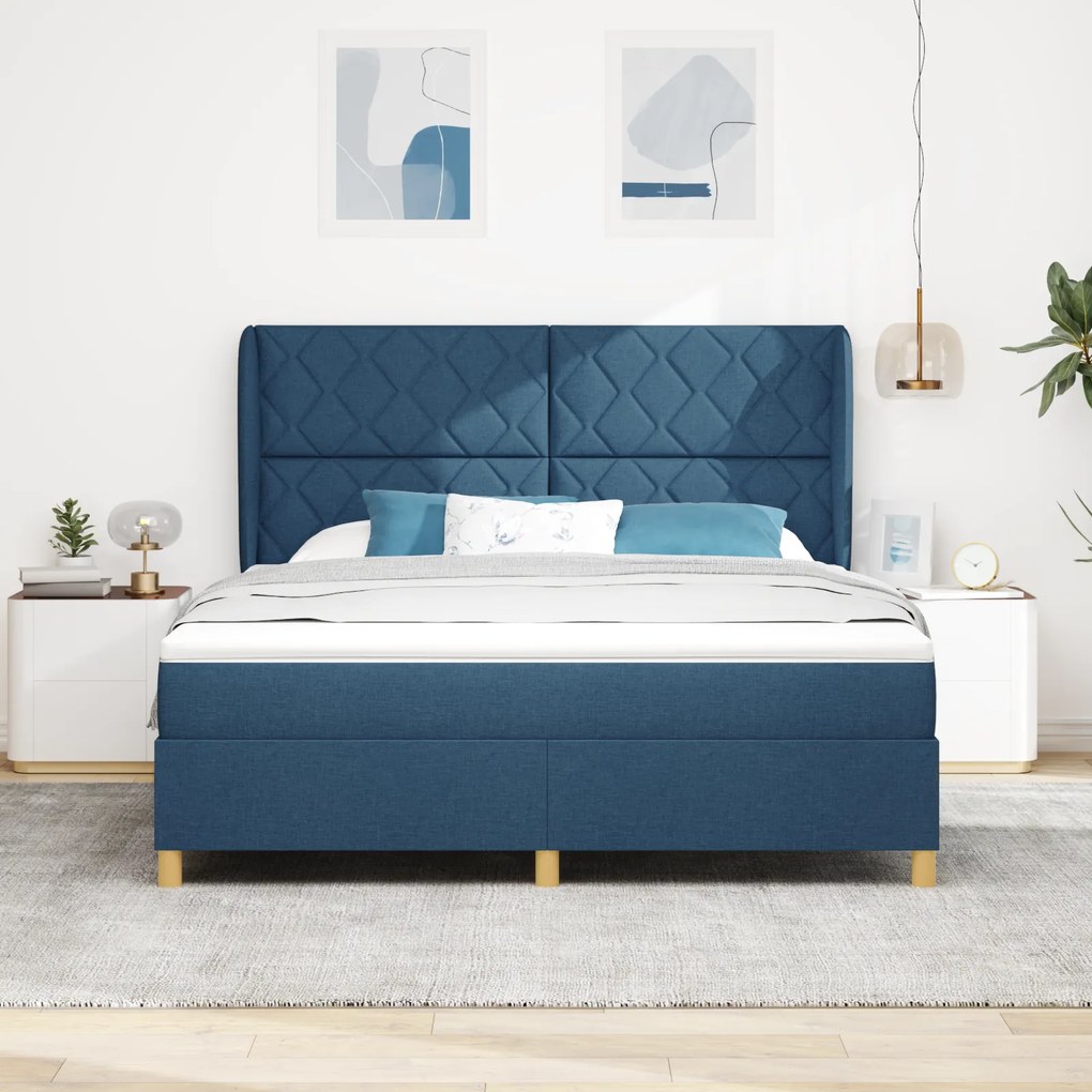 vidaXL Κρεβάτι με Στρώμα Blue 180x200 εκ. Υφασμάτινο