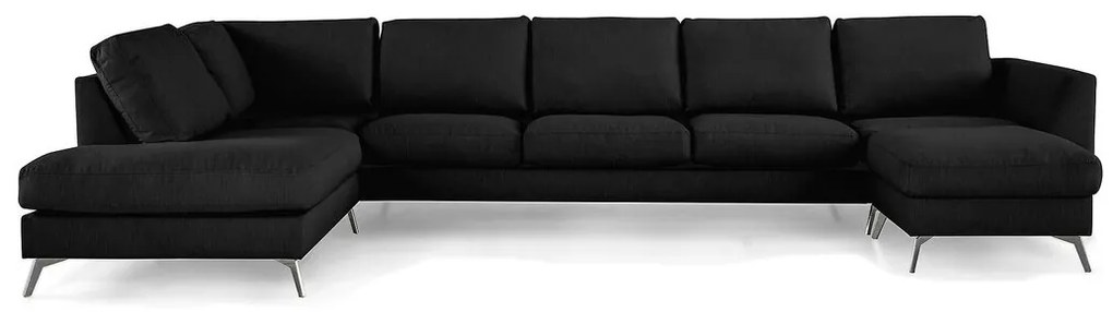 Γωνιακός Καναπές Seattle 173, Μαύρο, 395x213x88cm, Πόδια: Μέταλλο | Epipla1.gr