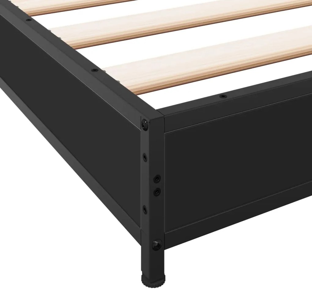 vidaXL Πλαίσιο Κρεβατιού Μαύρο 160x200 εκ. Επεξ. Ξύλο &amp; Μέταλλο