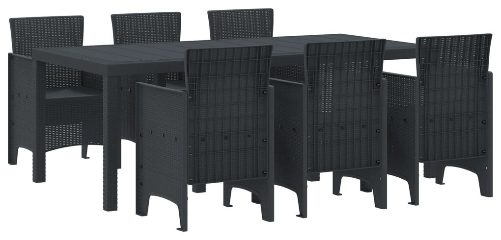 vidaXL Σετ Υπαίθριας Εστίασης 7 pcs Ανθρακί 200 x 100 x 73 εκ.