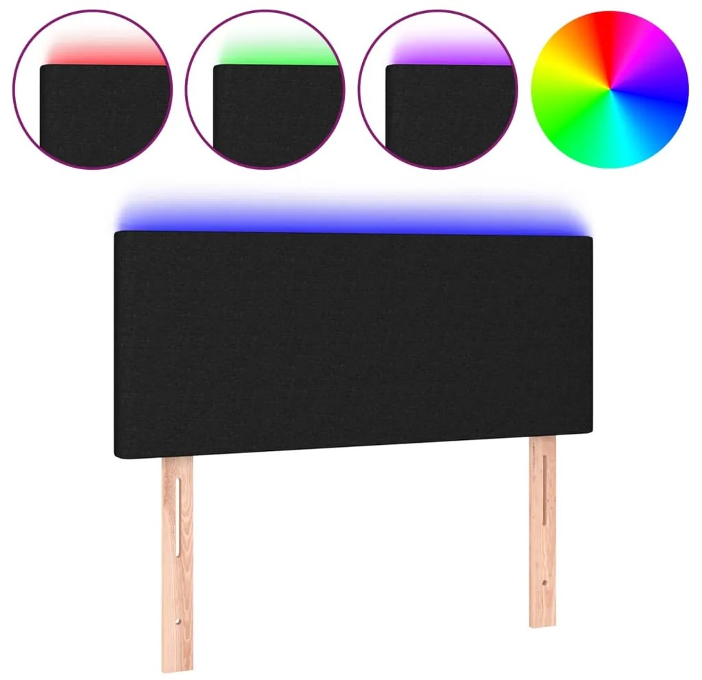 vidaXL Κεφαλάρι Κρεβατιού LED Μαύρο 80 x 5 x 78/88 εκ. Υφασμάτινο