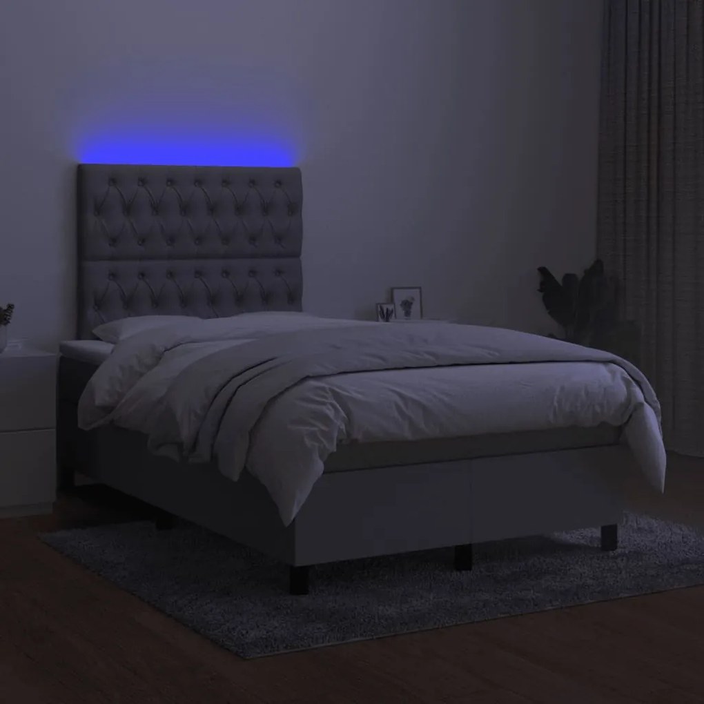 Κρεβάτι Boxspring με Στρώμα &amp; LED Αν.Γκρι 120x190εκ. Υφασμάτινο - Γκρι