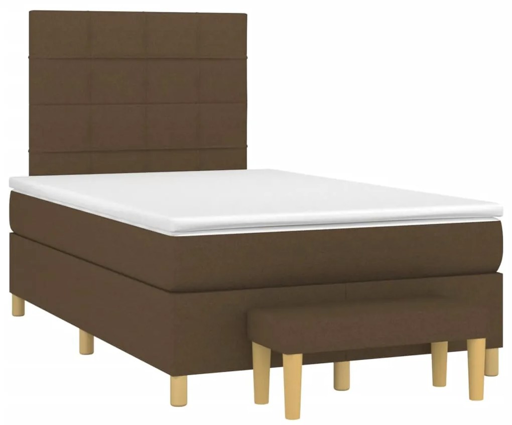 Κρεβάτι Boxspring με Στρώμα Σκούρο Καφέ 120x190 εκ Υφασμάτινο - Καφέ