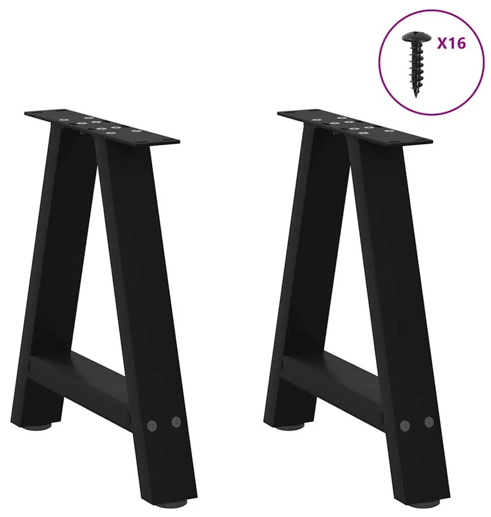 vidaXL Πόδια Τραπεζιού Σαλονιού Σχήματος Α 2 τεμ. Μαύρο 38x(42-43) εκ. Ατσάλι