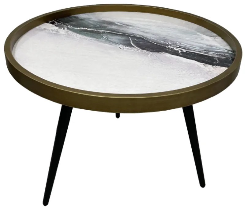 WILD COFFEE TABLE ΜΑΥΡΟ ΜΕ PATTERN ΜΑΥΡΟ D60xH45cm - 04-0641 - 04-0641