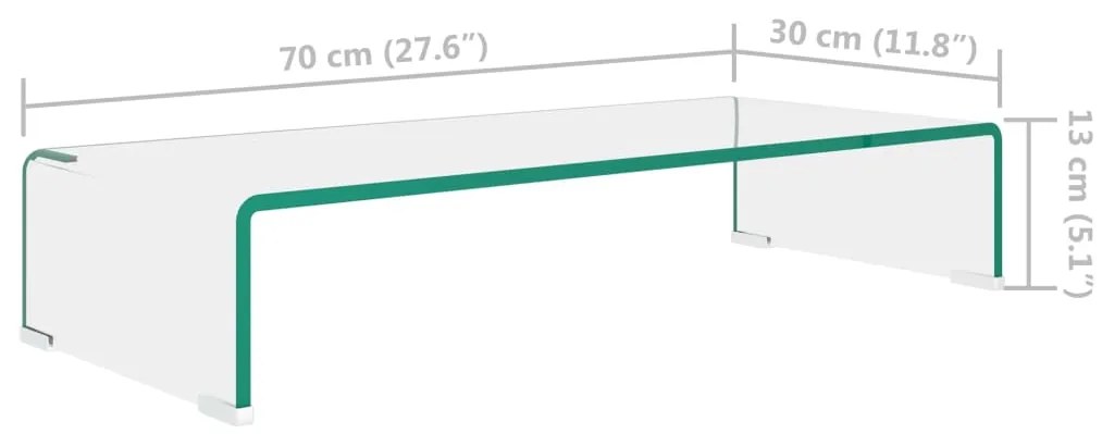 vidaXL Βάση Τηλεόρασης/Οθόνης Διάφανη 70 x 30 x 13 εκ. Γυάλινη