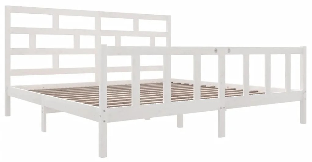 vidaXL Πλαίσιο Κρεβατιού Λευκό 180x200εκ. Μασίφ Ξύλο Πεύκου Super King