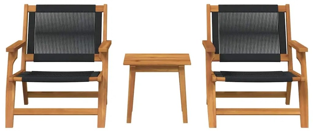 vidaXL Κήπου Καρέκλες με Τραπέζι 3 pcs Μαύρο Στερεό Ξύλο Ακακίας