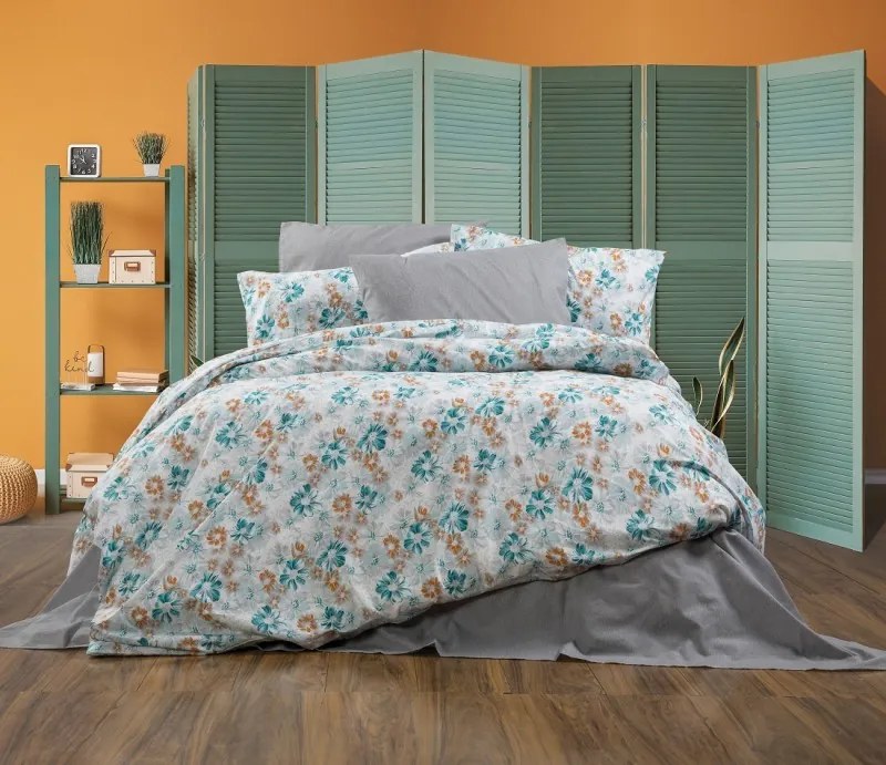 Σετ Σεντόνια Polycotton Υπέρδιπλα 220x240εκ. Daisies Petrol SB HOME