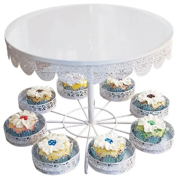 ΕΠΙΤΡΑΠΕΖΙΑ ΜΕΤΑΛΛΙΚΗ ΒΑΣΗ ΤΟΥΡΤΑΣ-CUP CAKES - Φ26x35cm - 15-00-68135