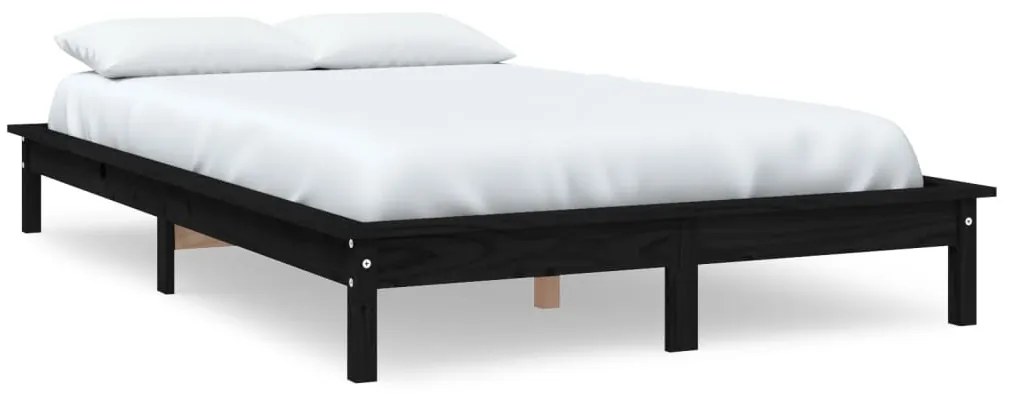 vidaXL Σκελετός Κρεβατιού Μαύρος 150x200εκ Μασίφ Ξύλο Πεύκου King Size