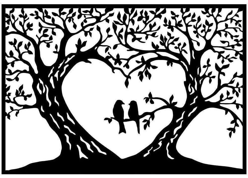 Διακοσμητικό Τοίχου Birds Love 899SKL2344 120x80cm Black Wallity Metal