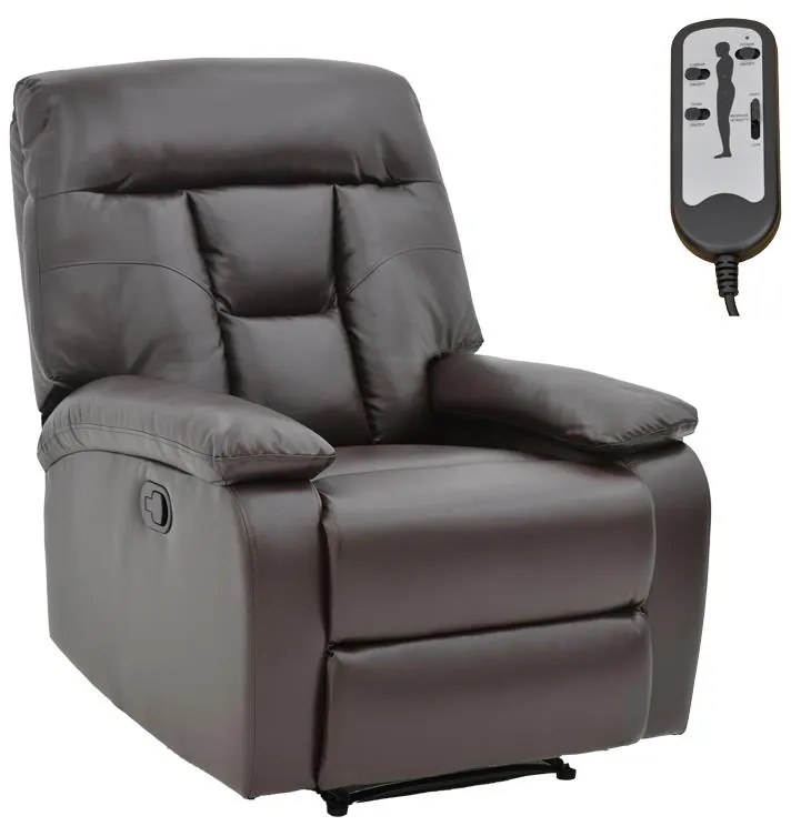 Πολυθρόνα relax με μηχανισμό massage Terpsi καφέ PU 80x94x100εκ 80x94x100 εκ.