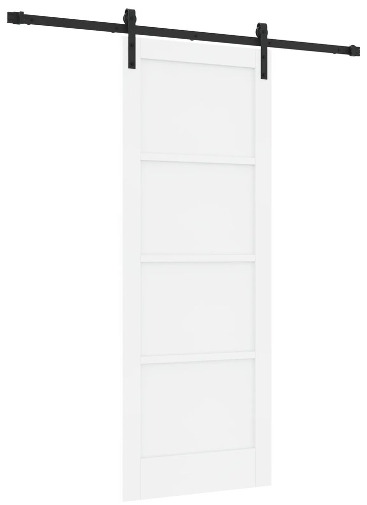 vidaXL Συρόμενη Πόρτα με Σετ Υλικών Λευκή 78x202 cm Συμπαγές Ξύλο Πεύκου