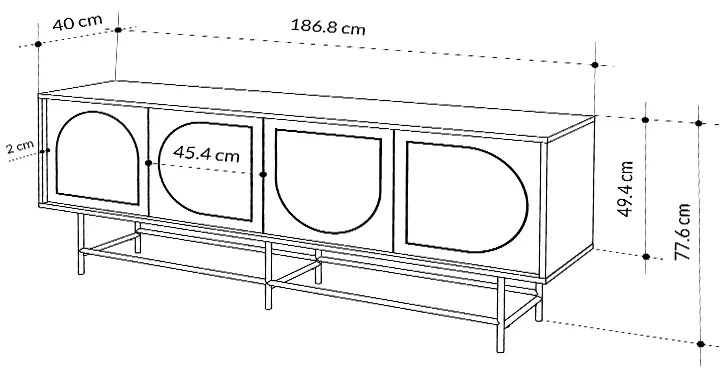 Μπουφές Joji Megapap χρώμα sapphire oak - silky black 186,8x40x77,6εκ.