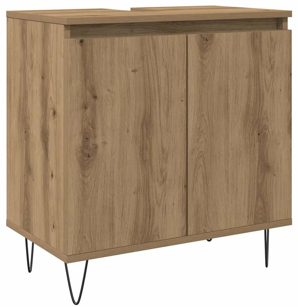 vidaXL Ντουλάπι Μπάνιου Δρυς τεχνίτης 58 x 33 x 60 εκ από Επεξεργ Ξύλο