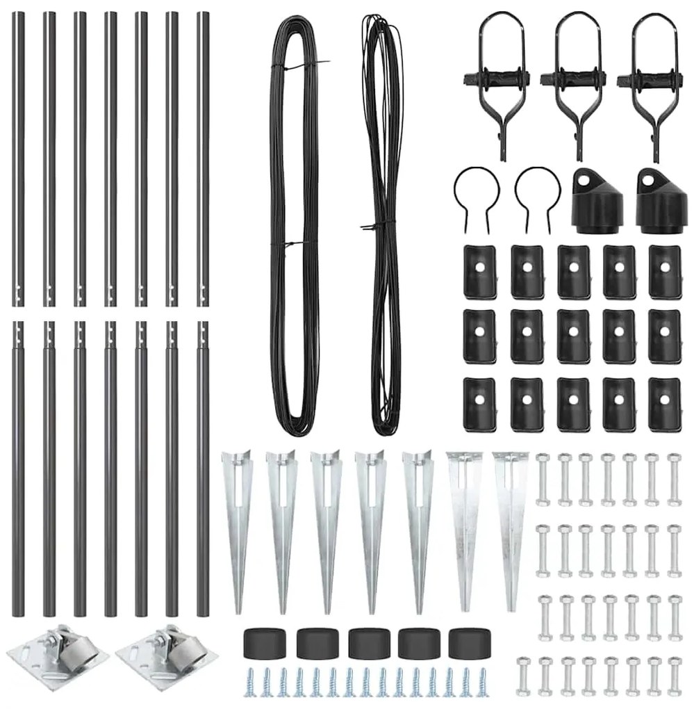 vidaXL Πό posts φράχτη 7 pcs Γκρι Ø32mm 160 εκ Γαλβανισμένος χάλυβας